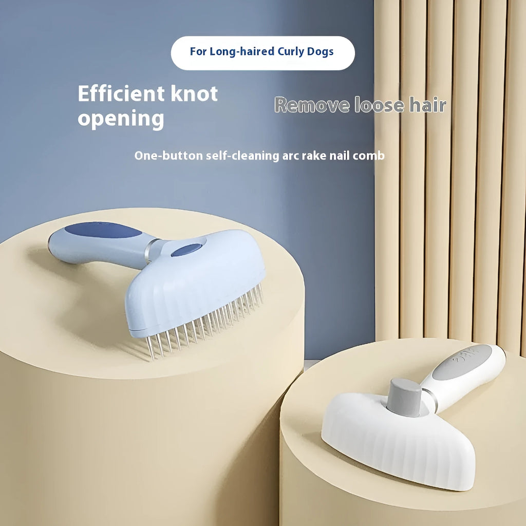 Azure light blue stainless steel double row dog grooming comb with ergonomic handle