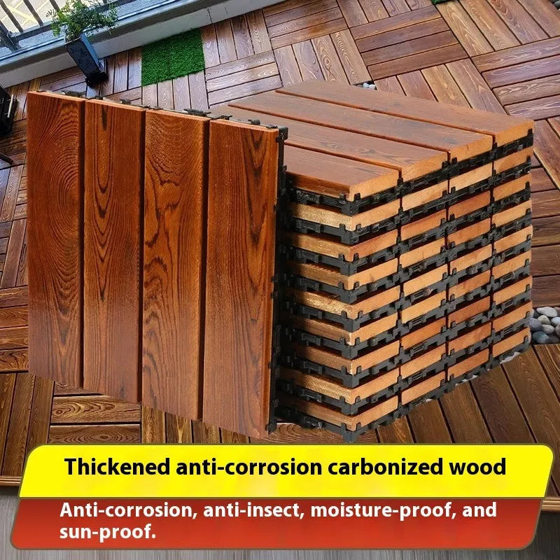 Camphor pine wood flooring tile with brushed durable finish, 30cm by 30cm, modern simple style