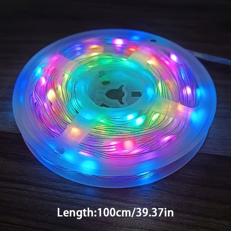 10-metre long LED festival light string with 100 colourful bulbs in multiple flashing modes.