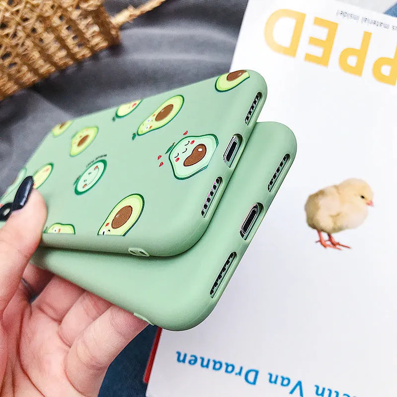 Cartoon avocado design TPU back cover phone case for Apple iPhone models