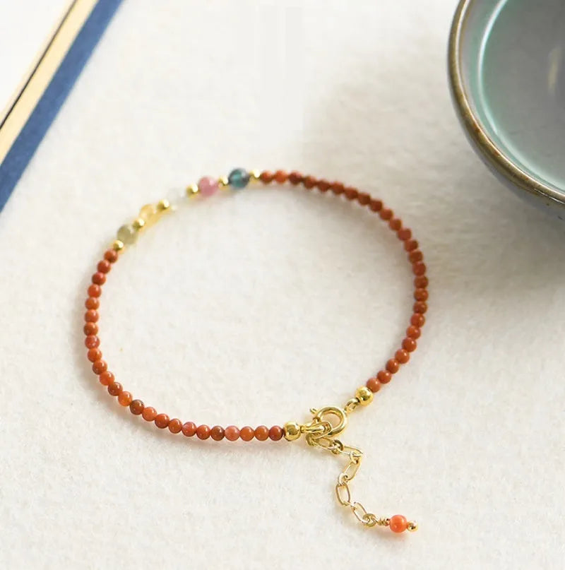 Women's geometric crystal freshwater pearl bracelet with natural gemstone beads