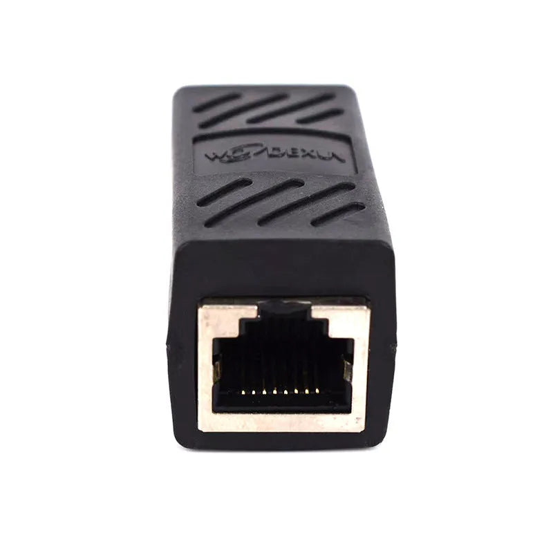 Black RJ45 network cable butt joint extender adapter for Ethernet cabling extension
