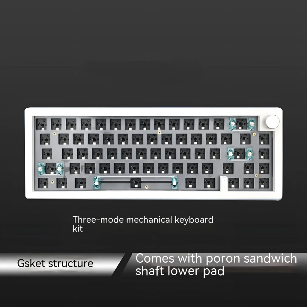 DIY mechanical keyboard kit with RGB backlit keys showing seven different colour options