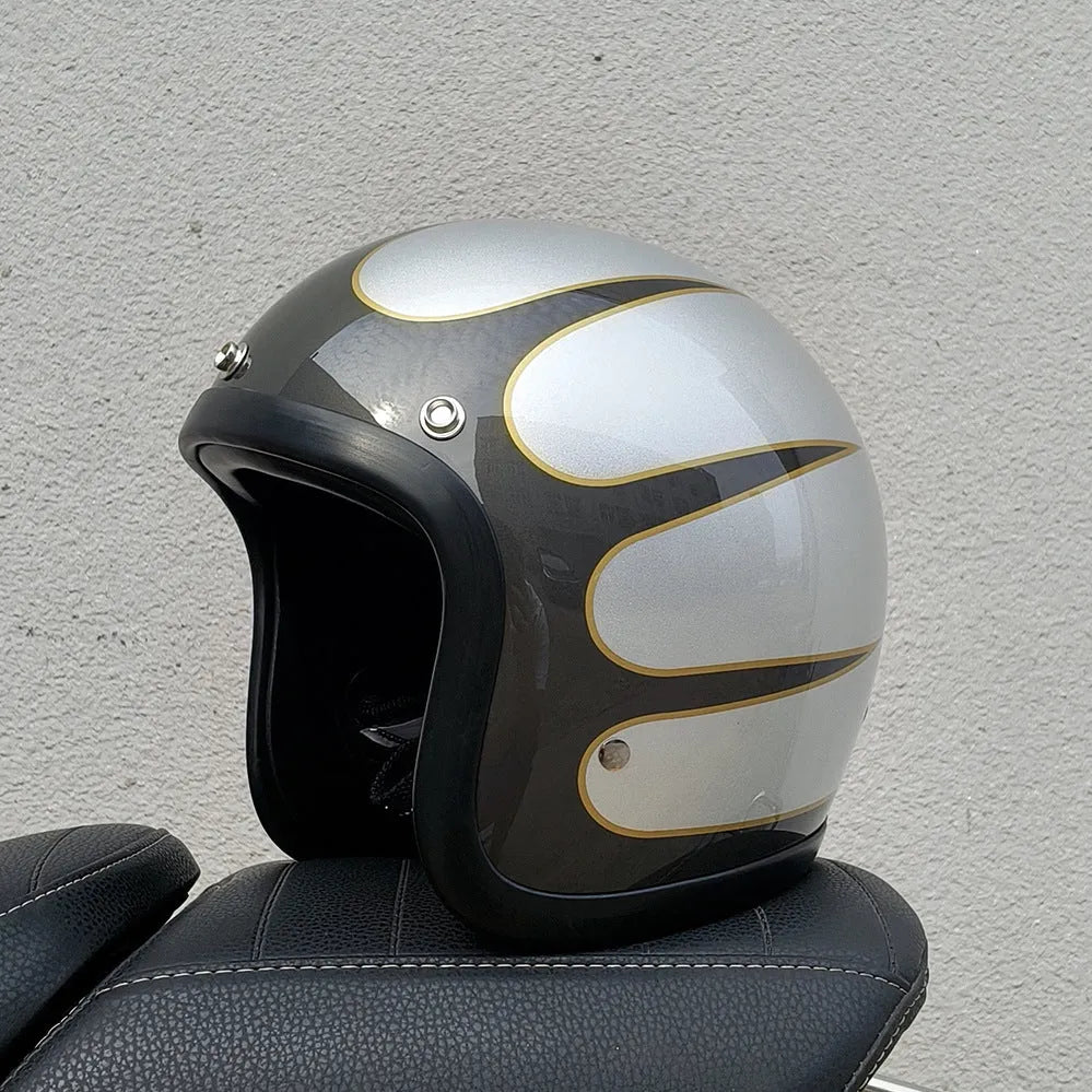 FRP retro half motorcycle helmet in Cement Gray for electric motorcycle commuting