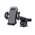 Black ABS and EVA car phone holder mounted on a windscreen, suitable for mobile phones between 4.0 and 7.0 inches.