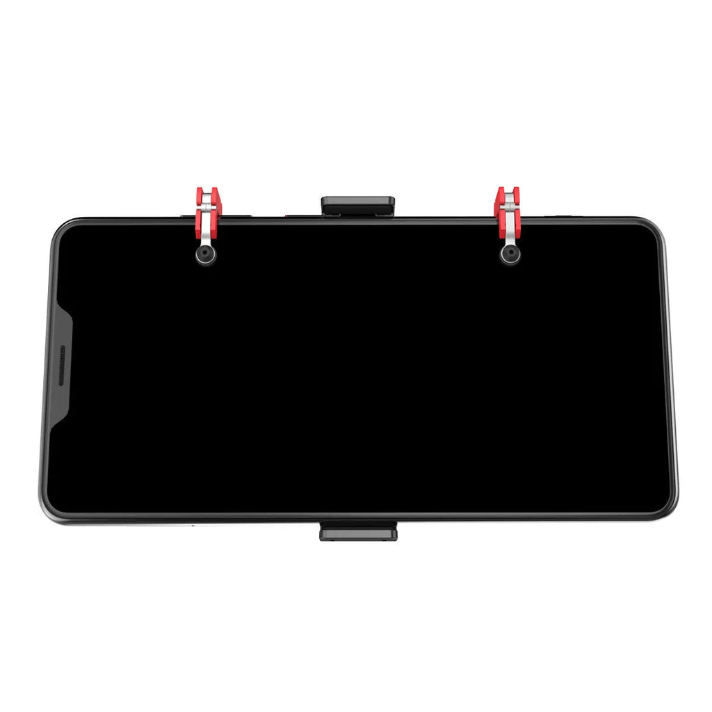 Black PG-9137 mobile phone game bracket with adjustable trigger and telescopic side clip extended.