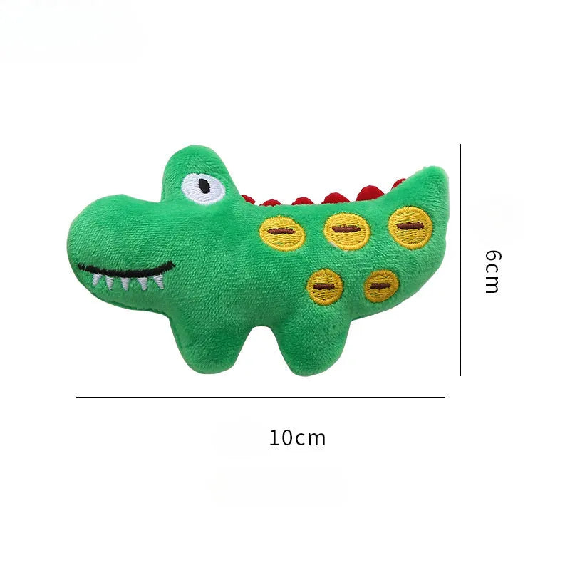 Cow-shaped plush cat toy with parrot design featuring soft fabric and cotton filling