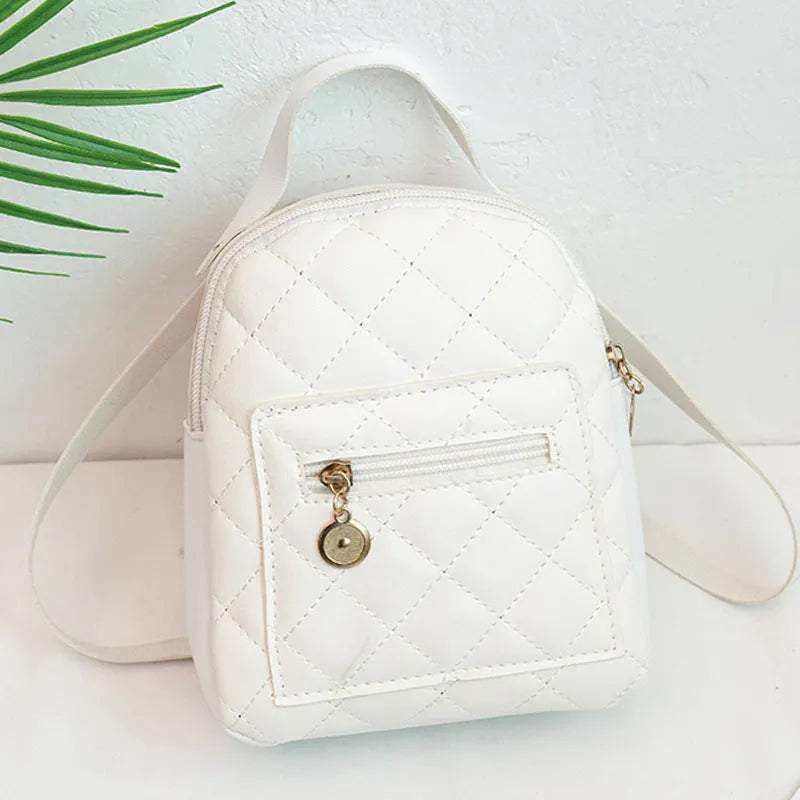 Girls' white embroidered hard backpack Korean style with sandwich pocket