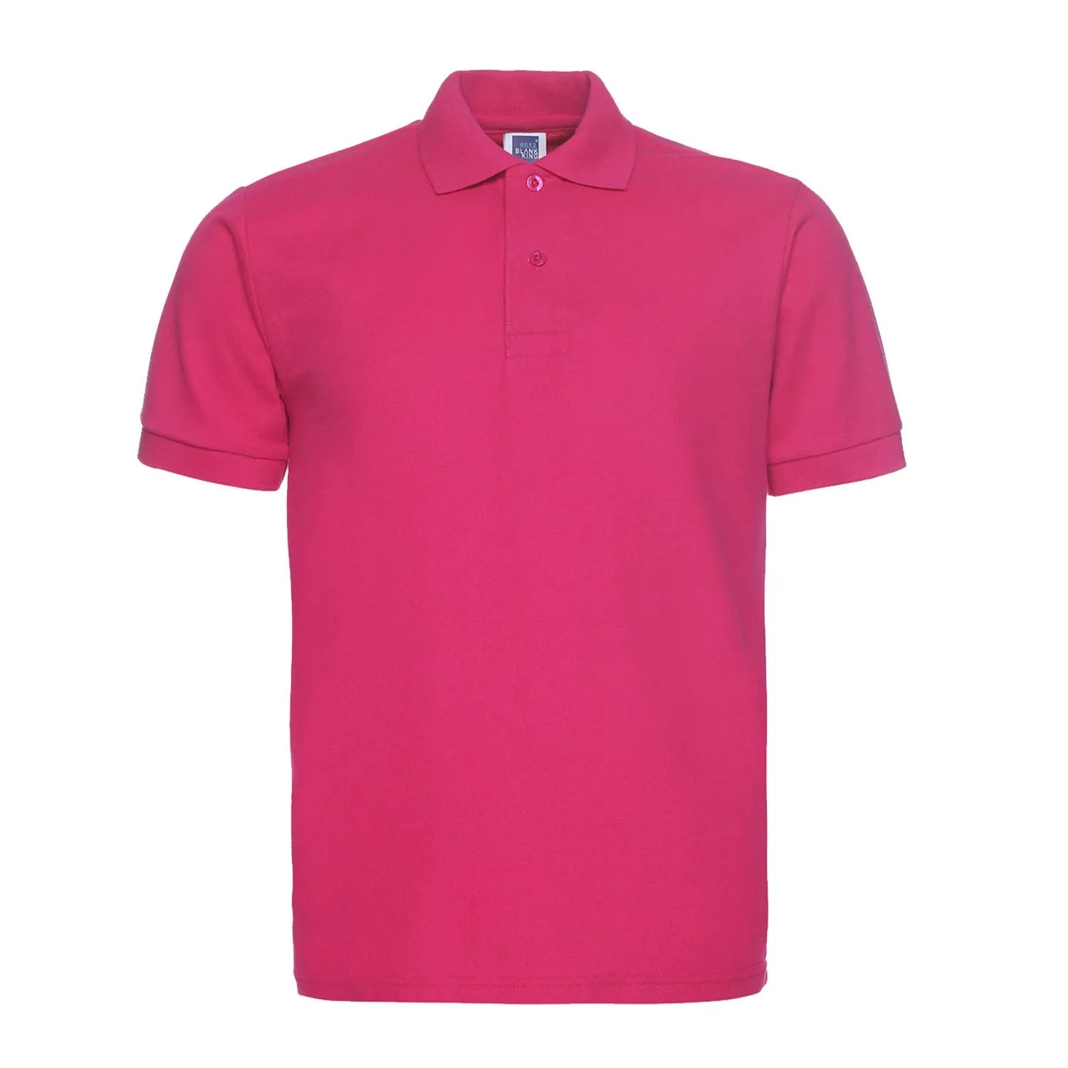 Plus size man wearing a solid black lapel polo shirt with short sleeves, loose fit.