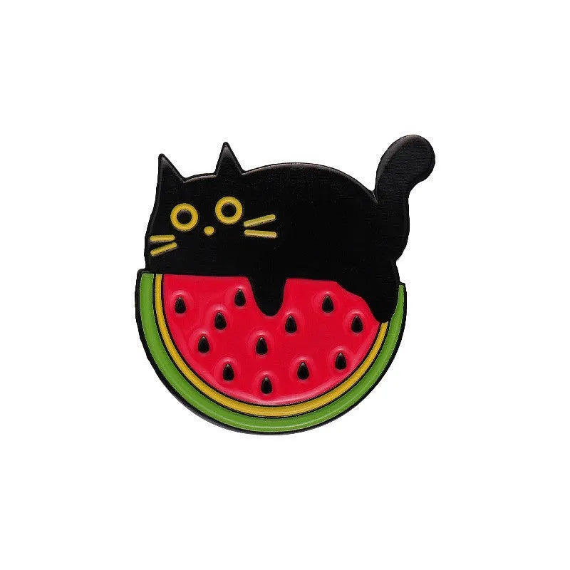 Colourful cartoon fruit and letter shaped zinc alloy decorative brooch.