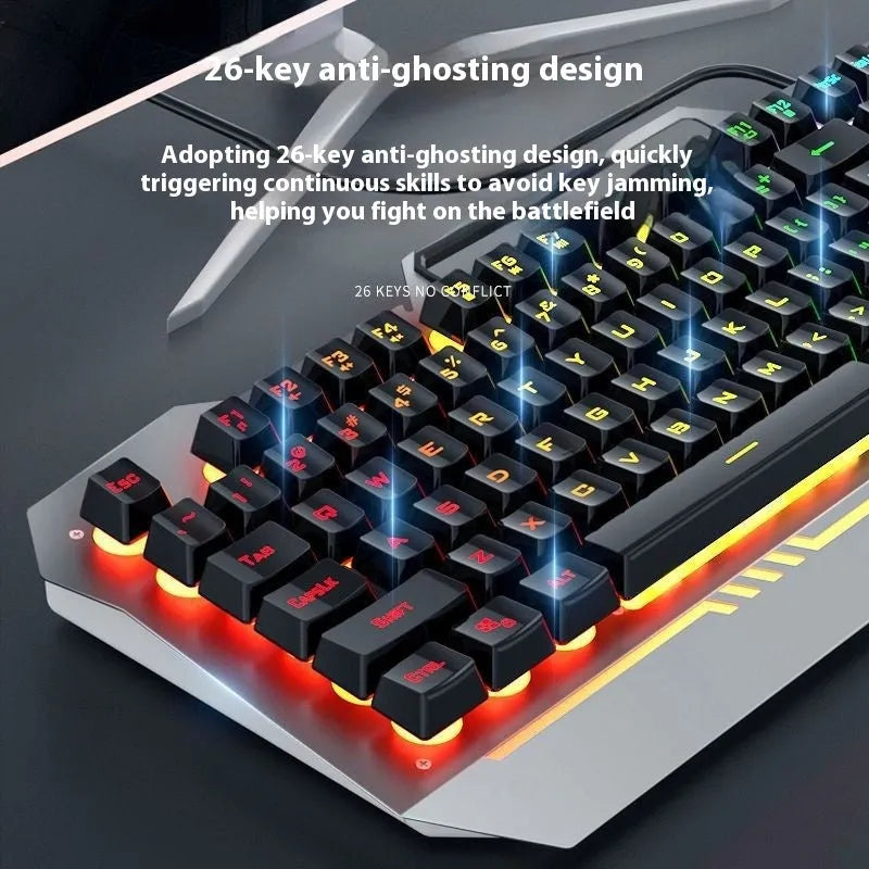 F3010 mechanical keyboard gaming bundle with metal construction and LED lighting in colour box packaging