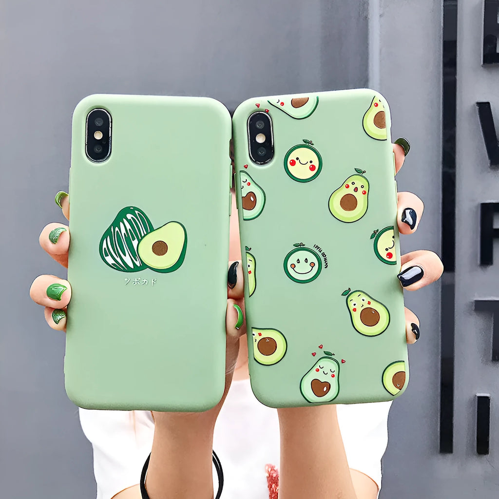Cartoon avocado design TPU back cover phone case for Apple iPhone models