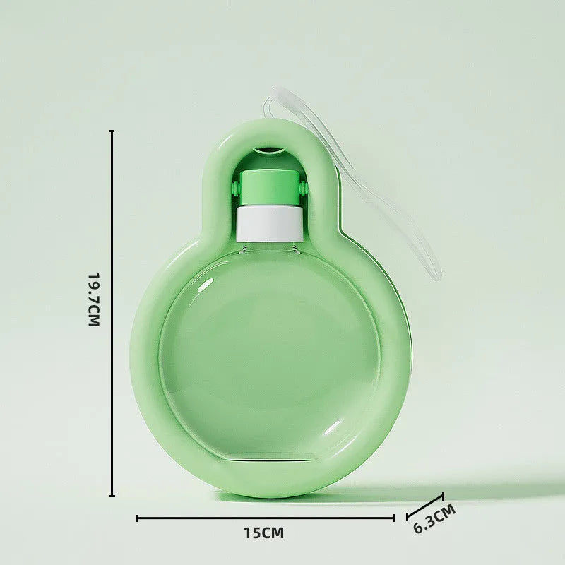 Portable 500ml dog water bottle folding cup in Camellia Yellow or Wood Leaf Green, PP and PET pet tableware