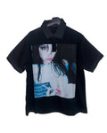 Short-sleeved polo t-shirt with a printed pattern in a choice of colours on a mannequin.