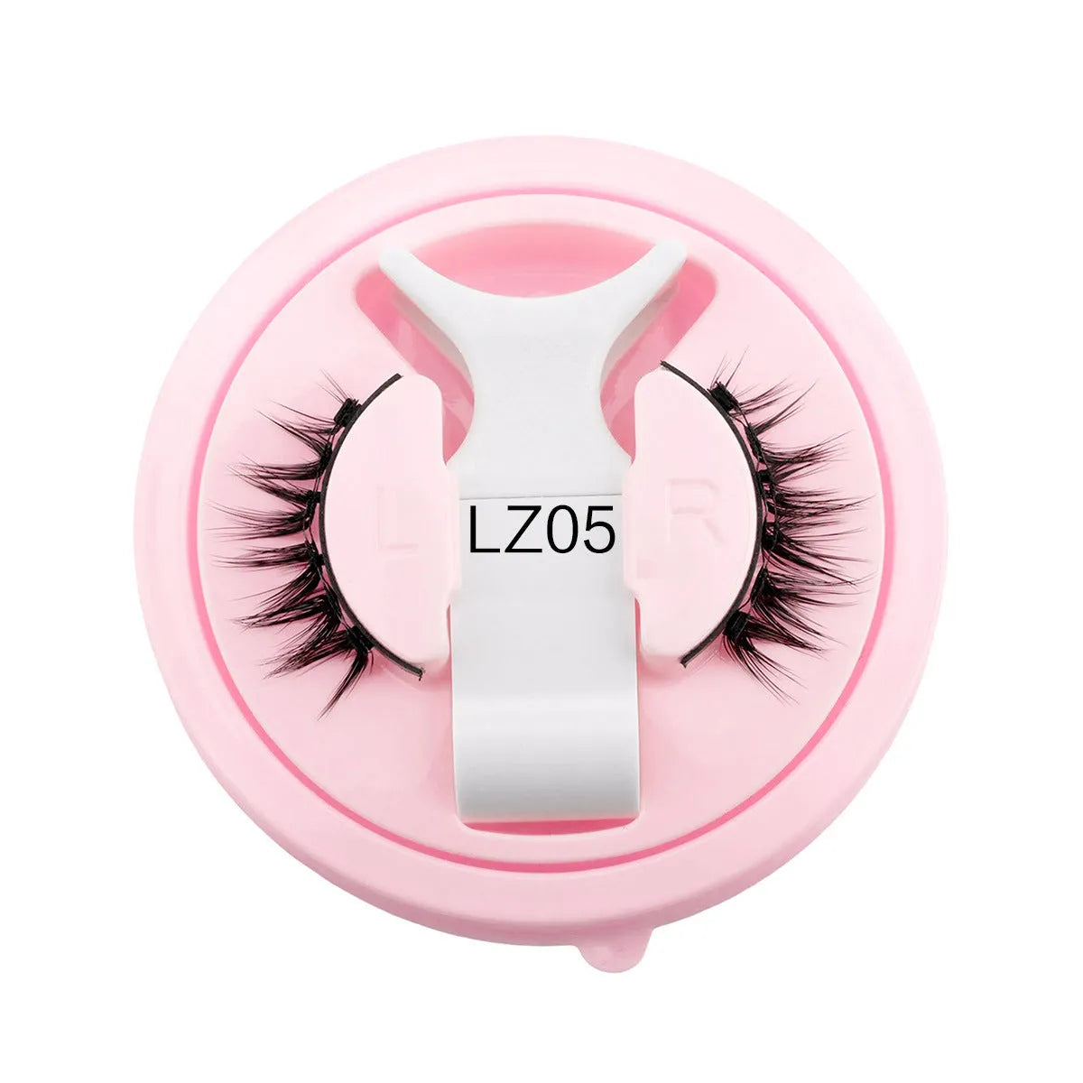 Set of reusable waterproof glue-free false eyelashes in artificial fibre, showing natural thick style.