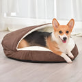 Brown cloth dog kennel showing removable washable construction for crate bedding