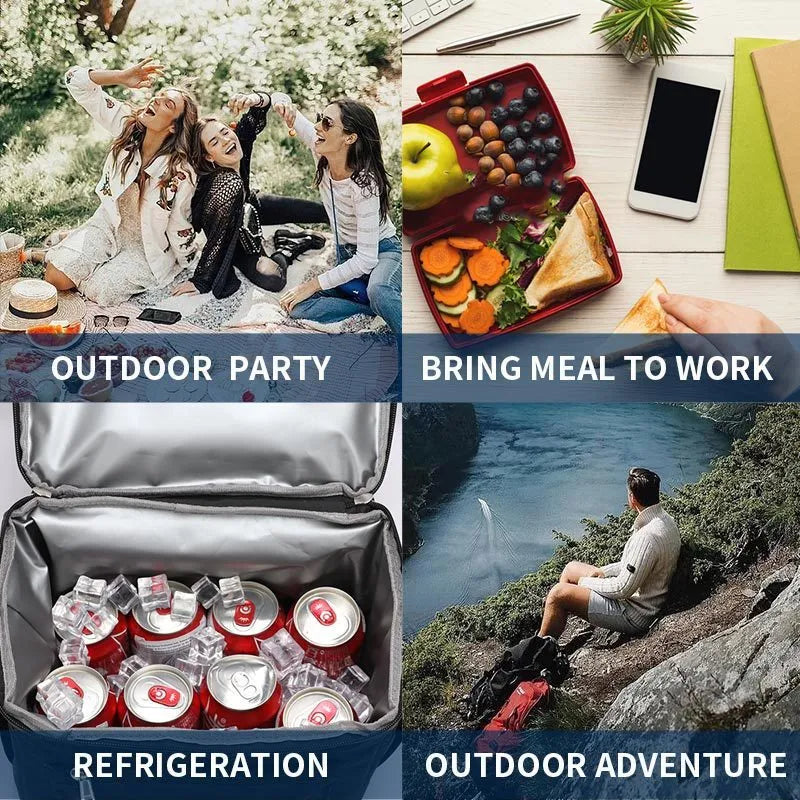 Blue insulated picnic backpack with waterproof Oxford cloth and ice pack compartment