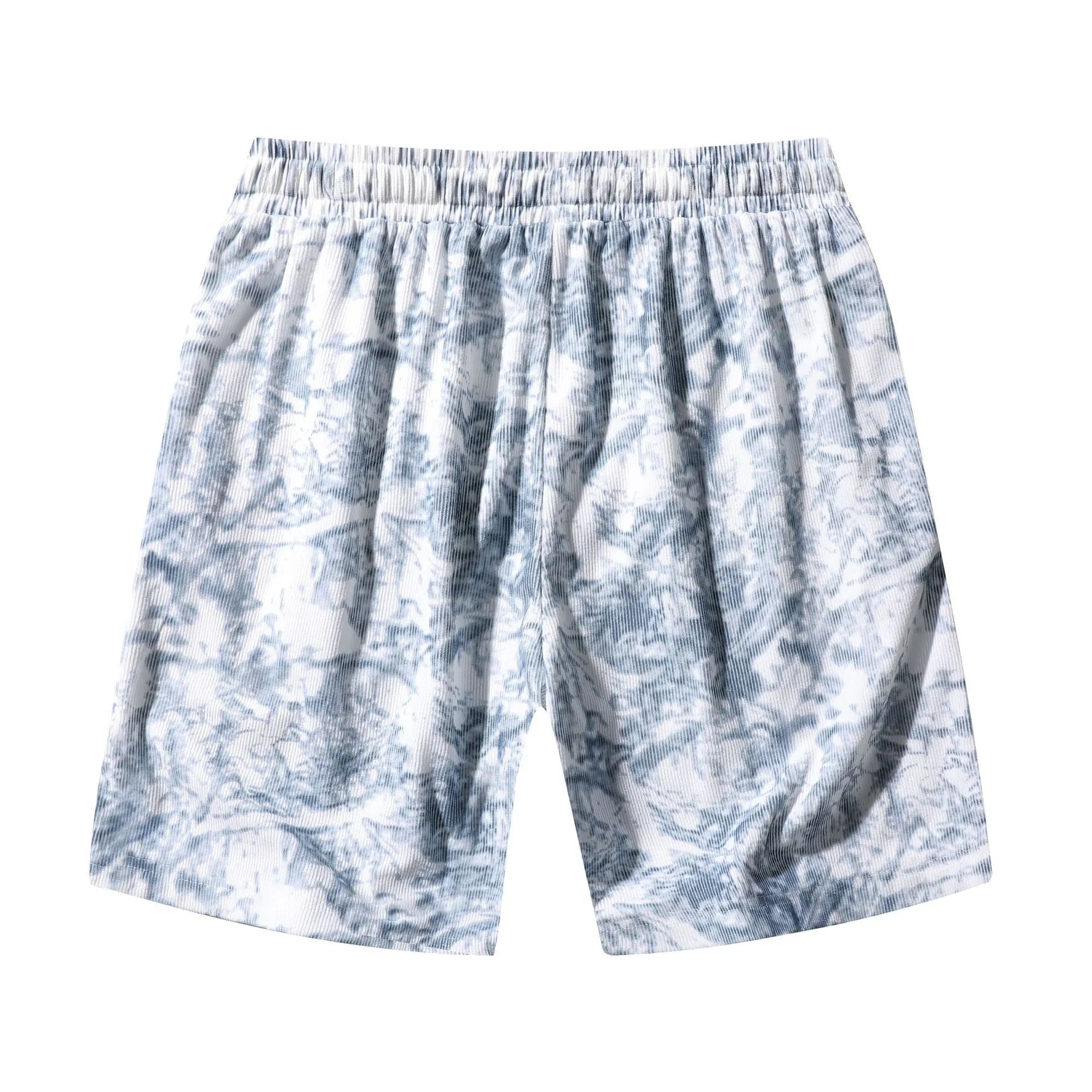 Men's camouflage pattern athletic shorts in corduroy fabric with elasticated waistband