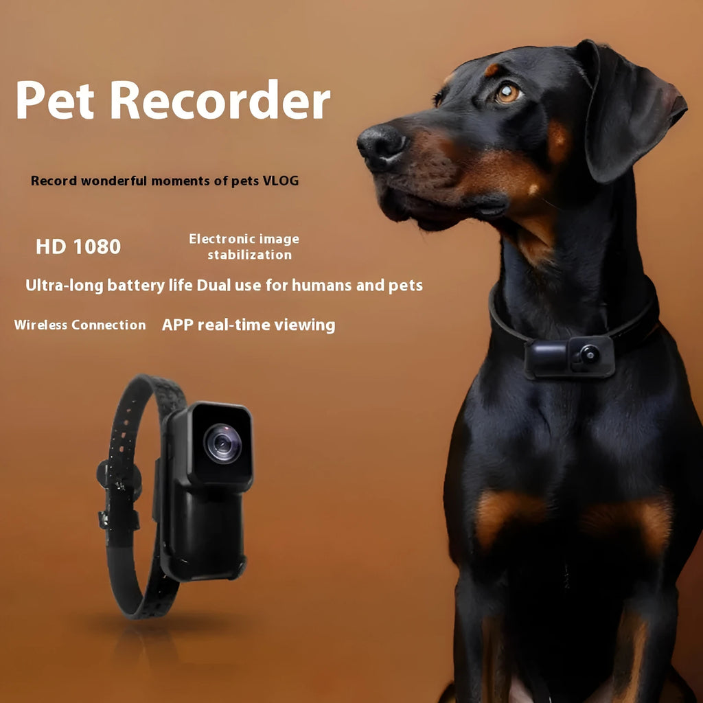 Black wireless neckband camera recorder with TYPE-C port for hands-free 1080P recording