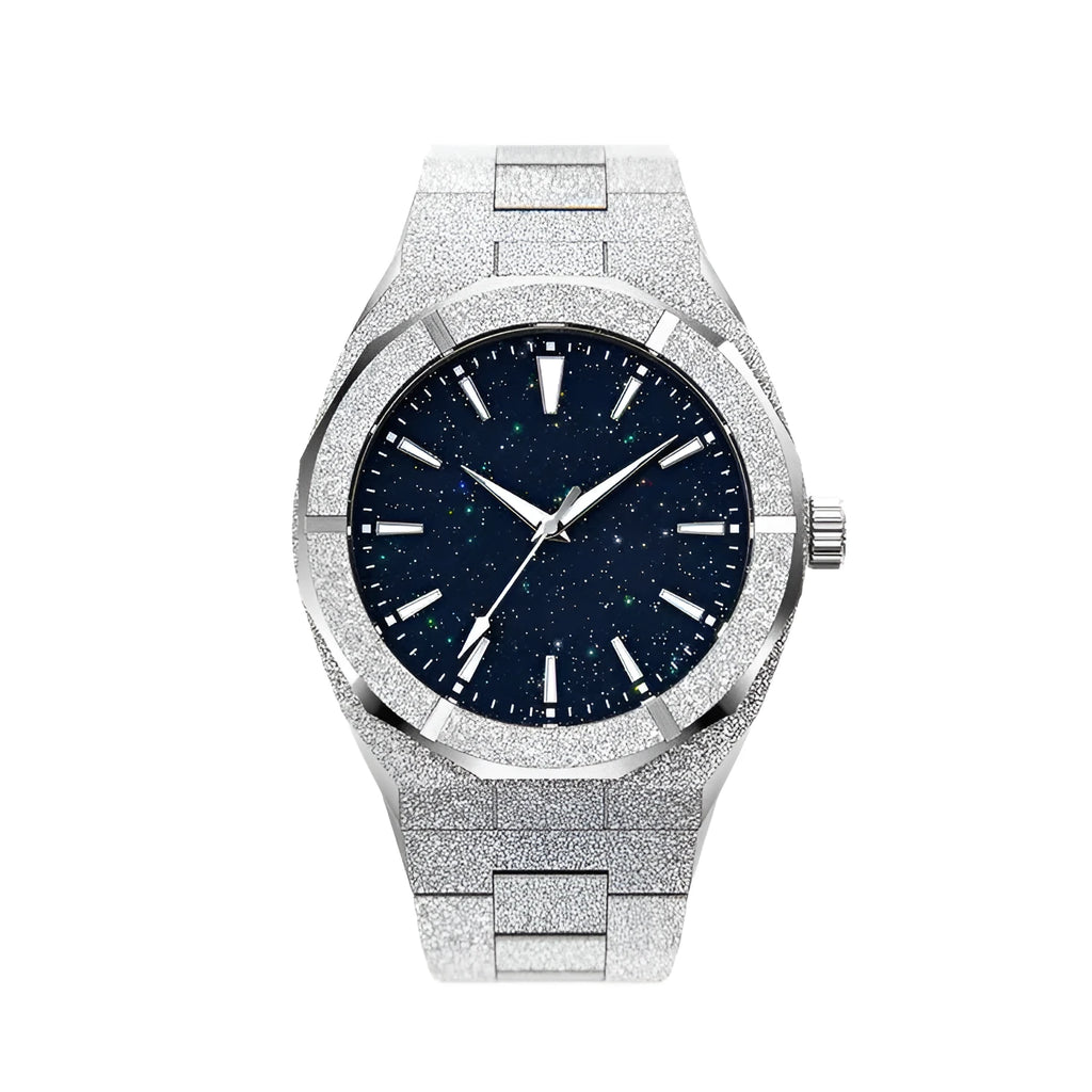 Stainless steel men's waterproof business watch with 42mm dial and butterfly buckle