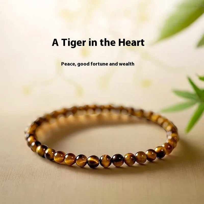 Handmade tigereye beaded bracelet in New Chinese Style geometric design