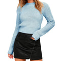 Slim fit long-sleeved acrylic knitted pullover sweater in light grey on a hanger