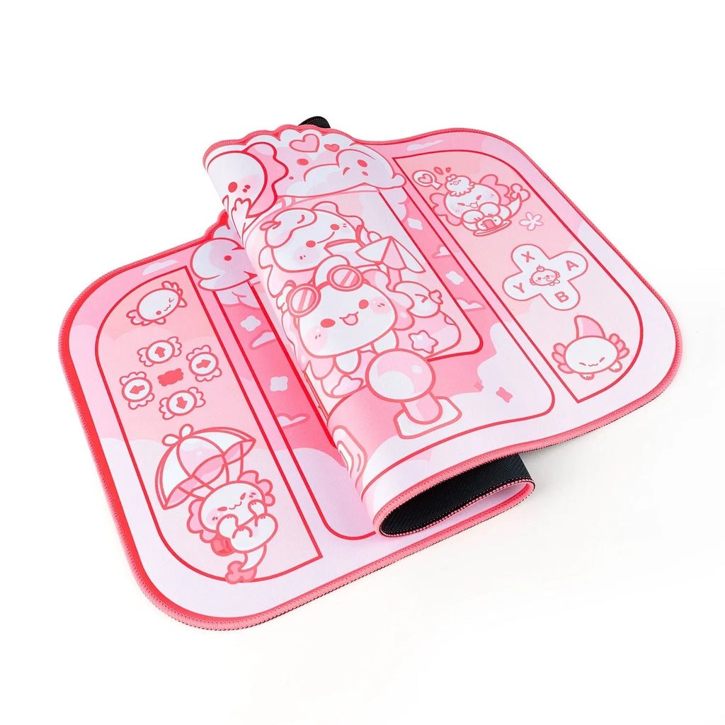 Hexagonal dragon crane machine large mouse pad with cartoon anime design measuring 75 by 40cm