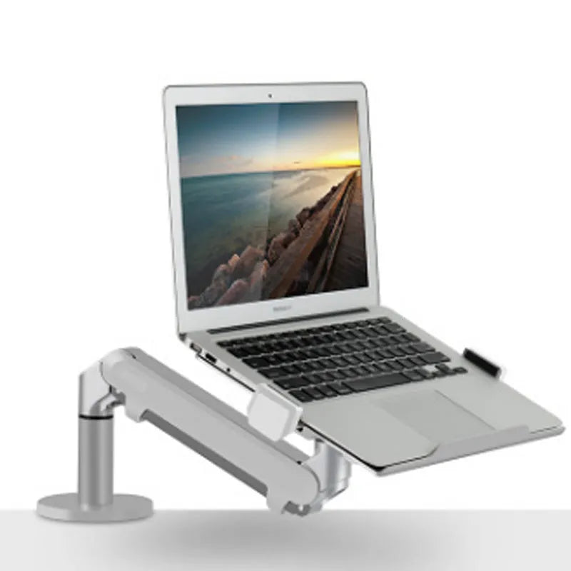 Aluminum notebook cooling stand with adjustable air pressure arm bracket in black colour