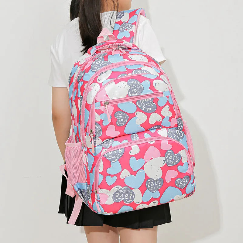Blue large capacity student schoolbag with air pillow belt system on mannequin