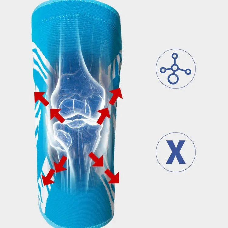 Men's pressurised basketball knee pads in black with compression support around kneecap