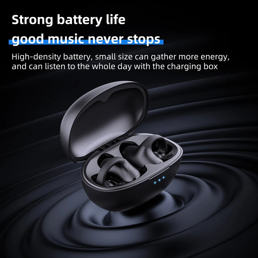 Black Bluetooth gaming headset with clip-on ear hook design for sports and e-sports wireless use