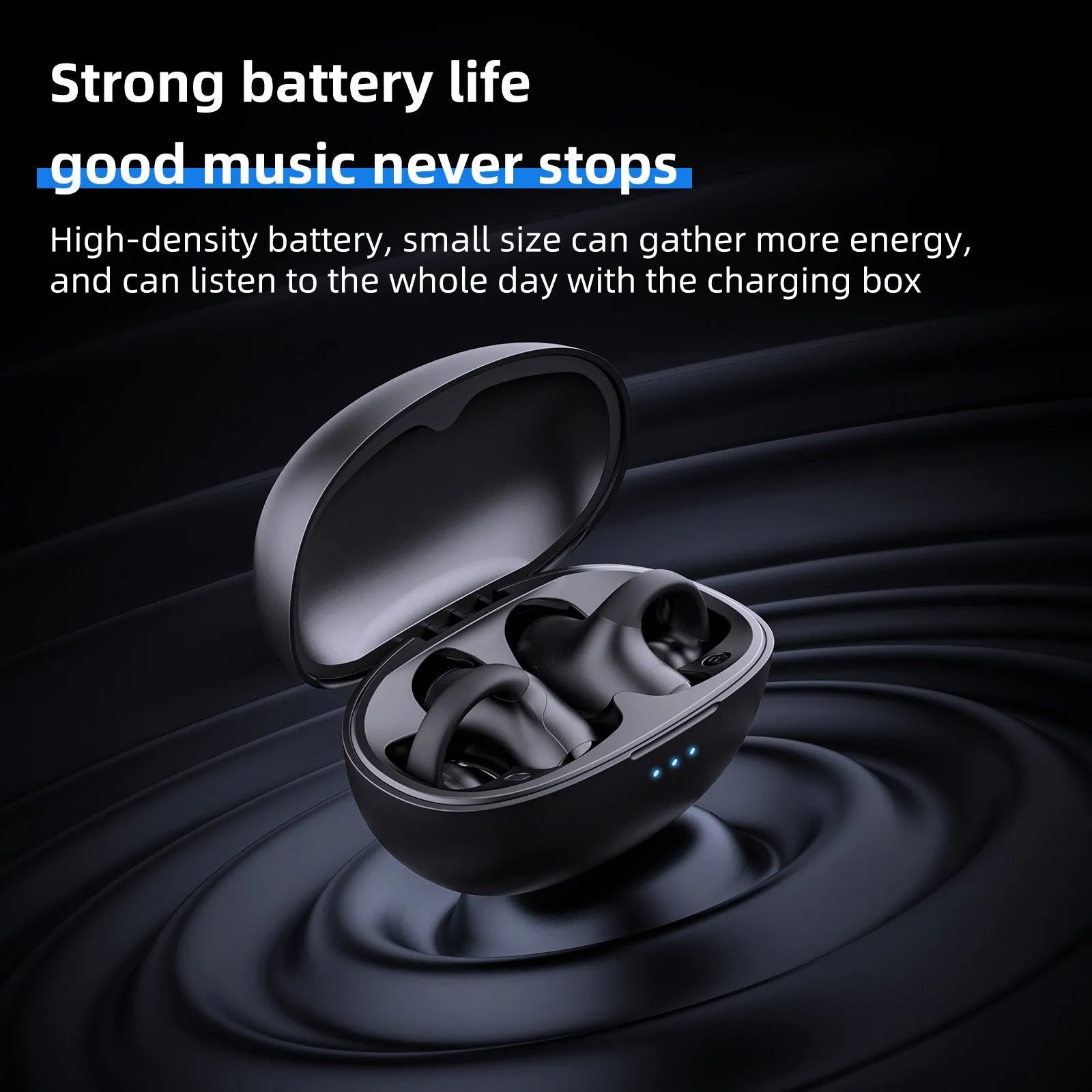 Black Bluetooth gaming headset with clip-on ear hook design for sports and e-sports wireless use