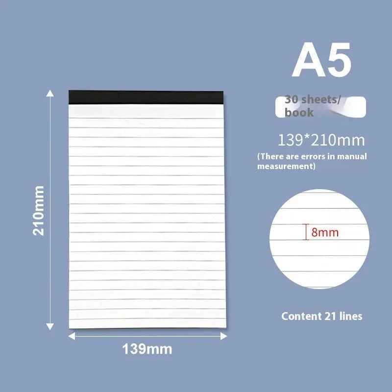 A4 tearable notebook with grid-patterned pages for meeting minutes