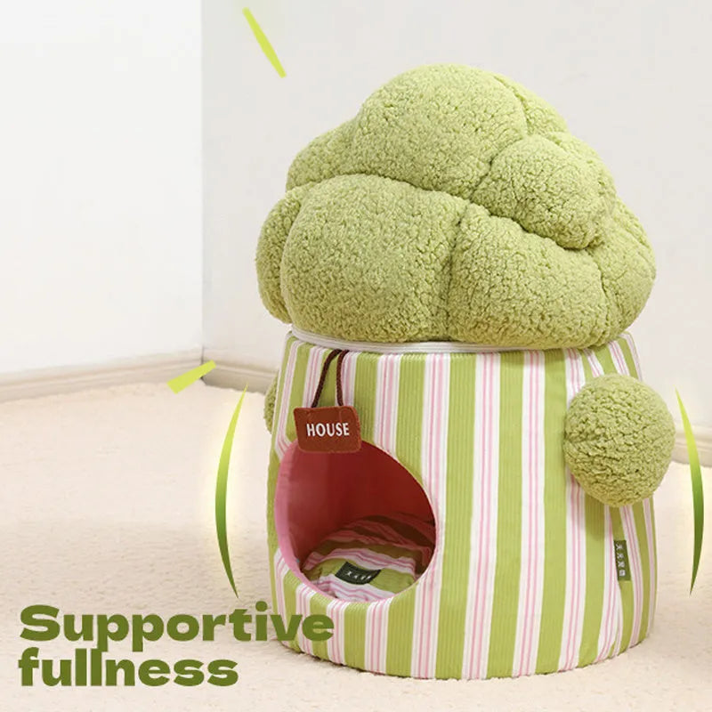 Cauliflower-shaped tree hole nest enclosed pet house for small dogs or cats