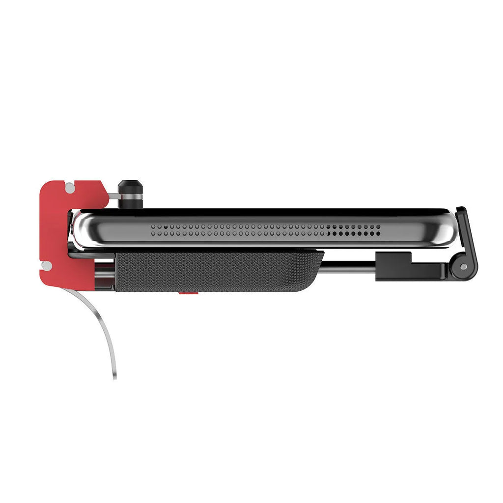 Black PG-9137 mobile phone game bracket with adjustable trigger and telescopic side clip extended.