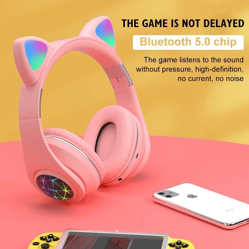 Wireless Bluetooth sports headset with cat ear design in multiple colour options