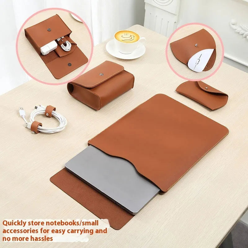Set of four coloured imitation leather laptop covers with lock-edge design for MacBook Pro.