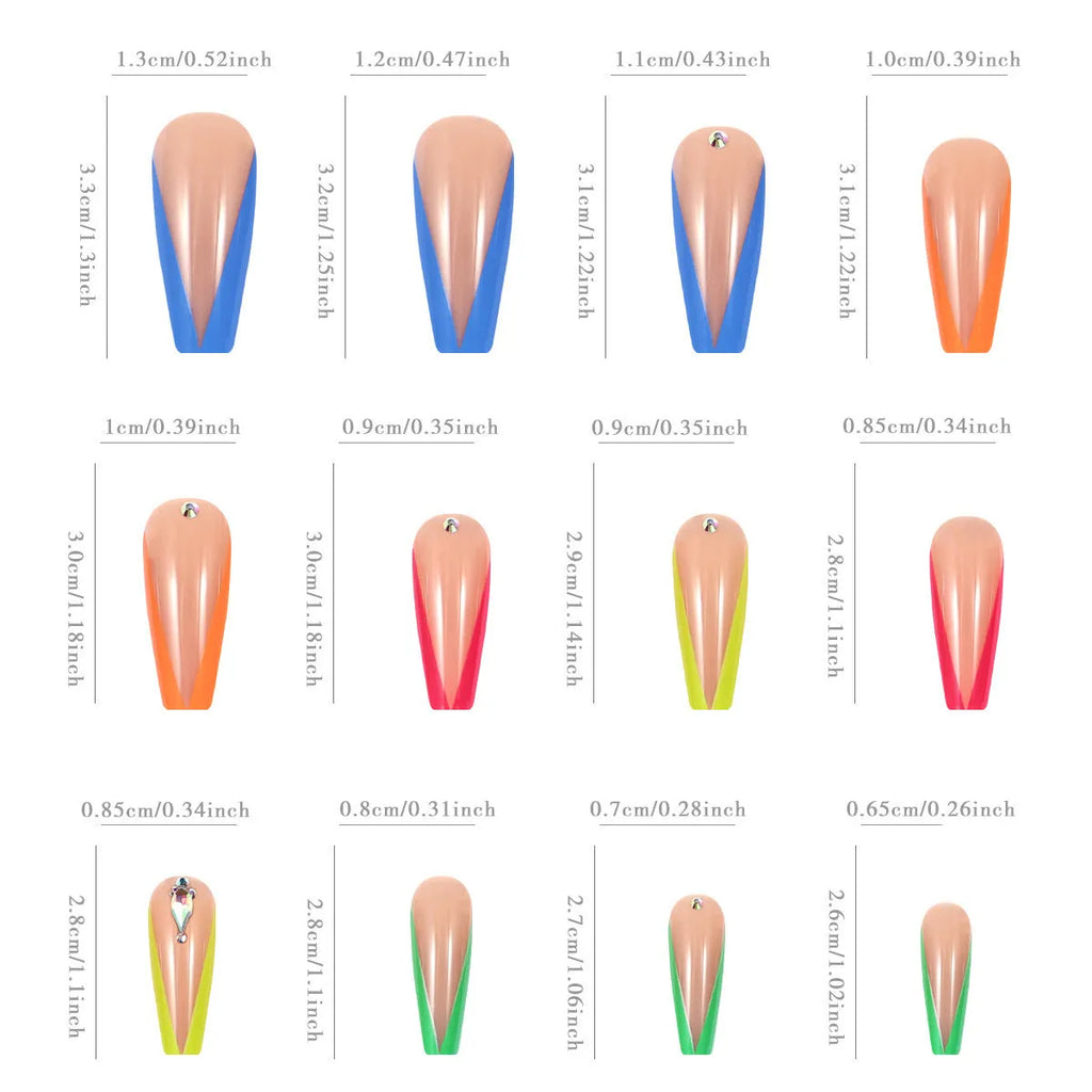 Nail tip set with diamond colour French design and cartoon love cross heart pattern including jelly glue and filing tools