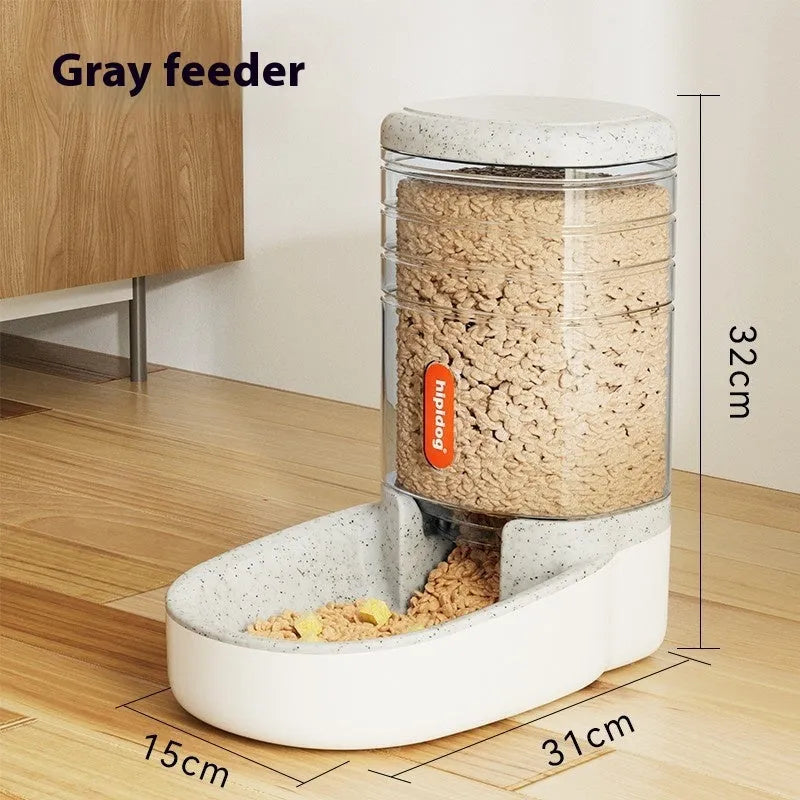 Large grey automatic pet feeder or water fountain with 3.8 litre capacity for cats and dogs