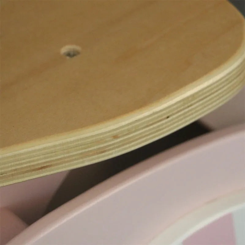 Pink wooden balance scooter with 10-inch wheel for toddlers and children aged 1-6 years