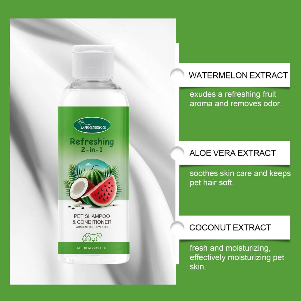 100ml pet 2-in-1 shampoo and fragrance shower gel bottle with natural watermelon and coconut extracts