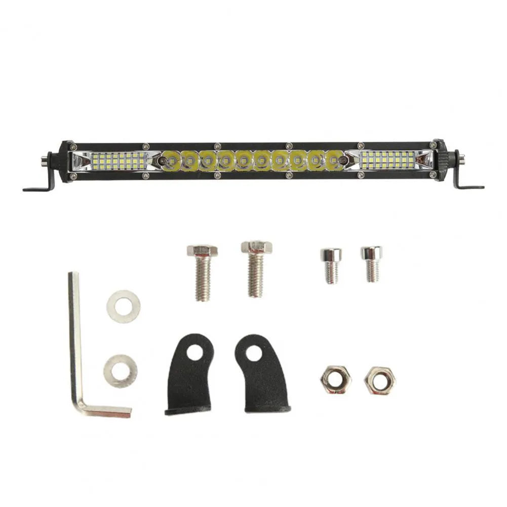 Ultra-thin white aluminium LED light bar for motocross bike roof or vehicle mounting.