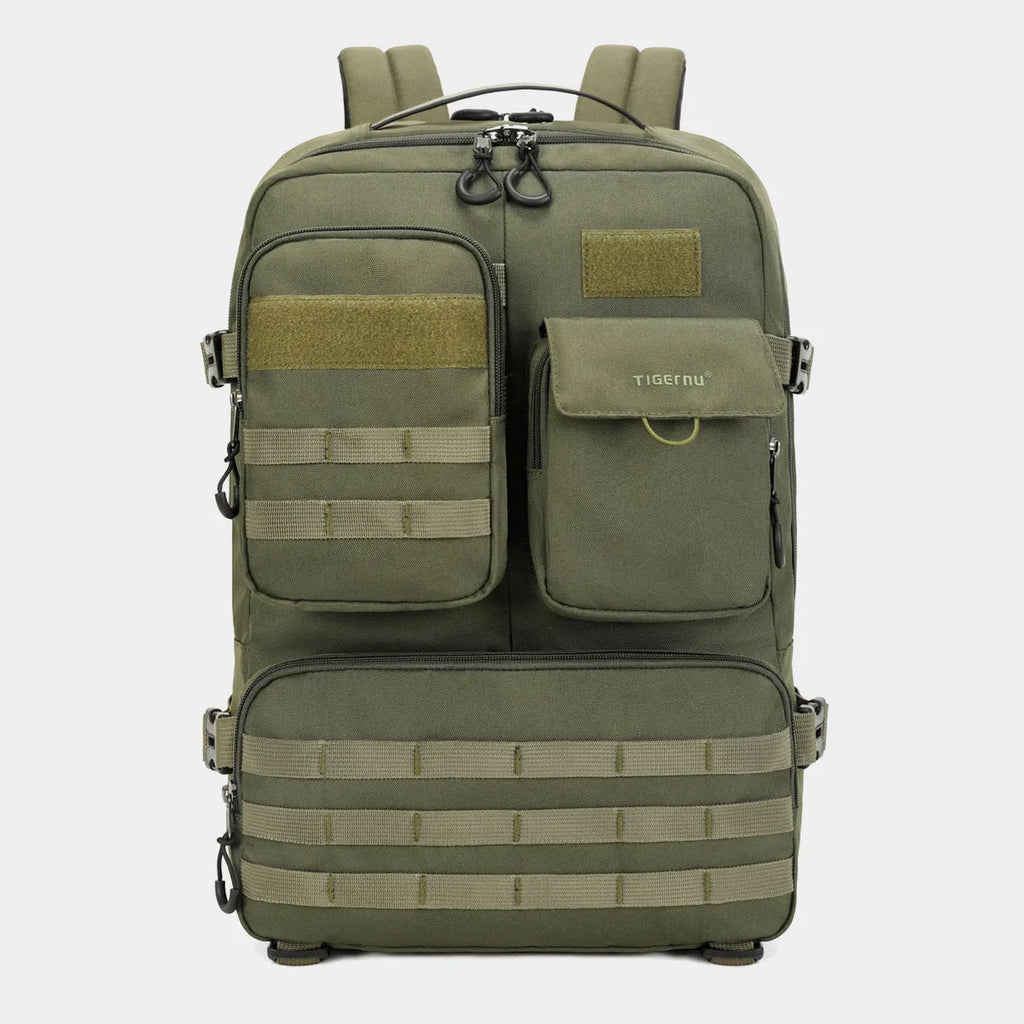 17-inch tactical backpack in army green or black with waterproof nylon construction