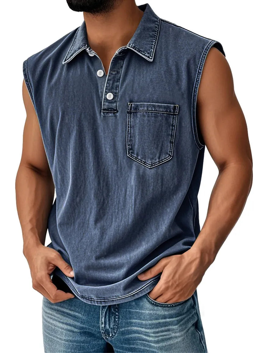 Men's short sleeve polo shirt with digital print design in loose fit