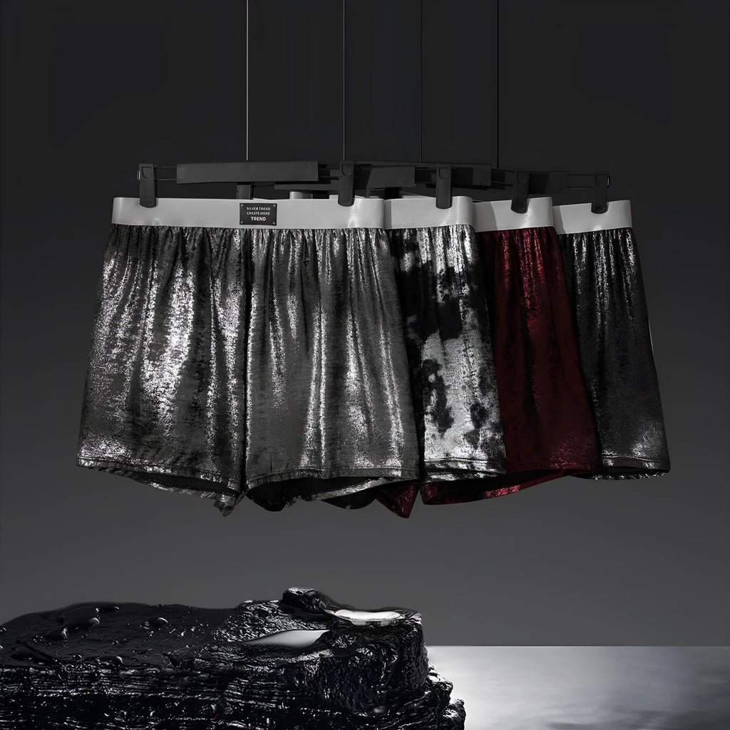 Men's reflective silver woven underwear with loose fit for sports activities
