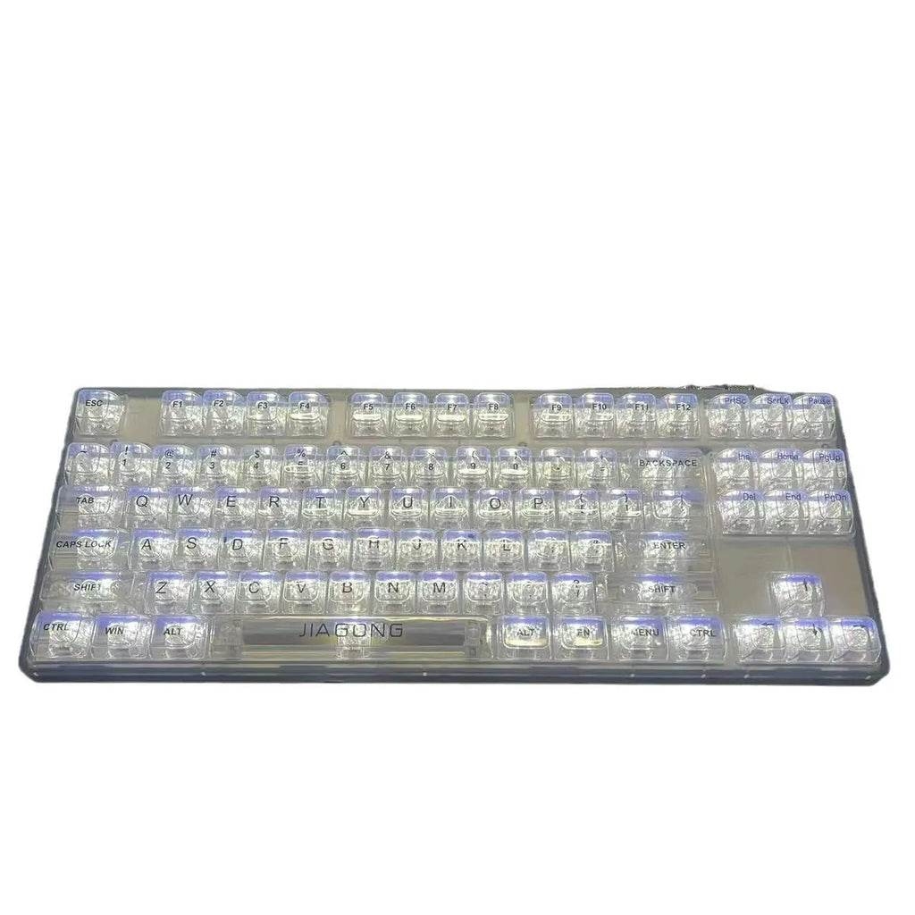 Universal 132-key transparent plastic key cap set for mechanical keyboards