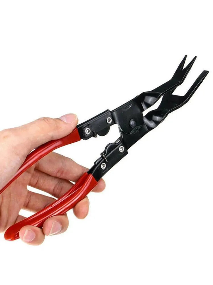 Blue steel car universal disassembly separator pliers tool for removing door panels and trim clips.