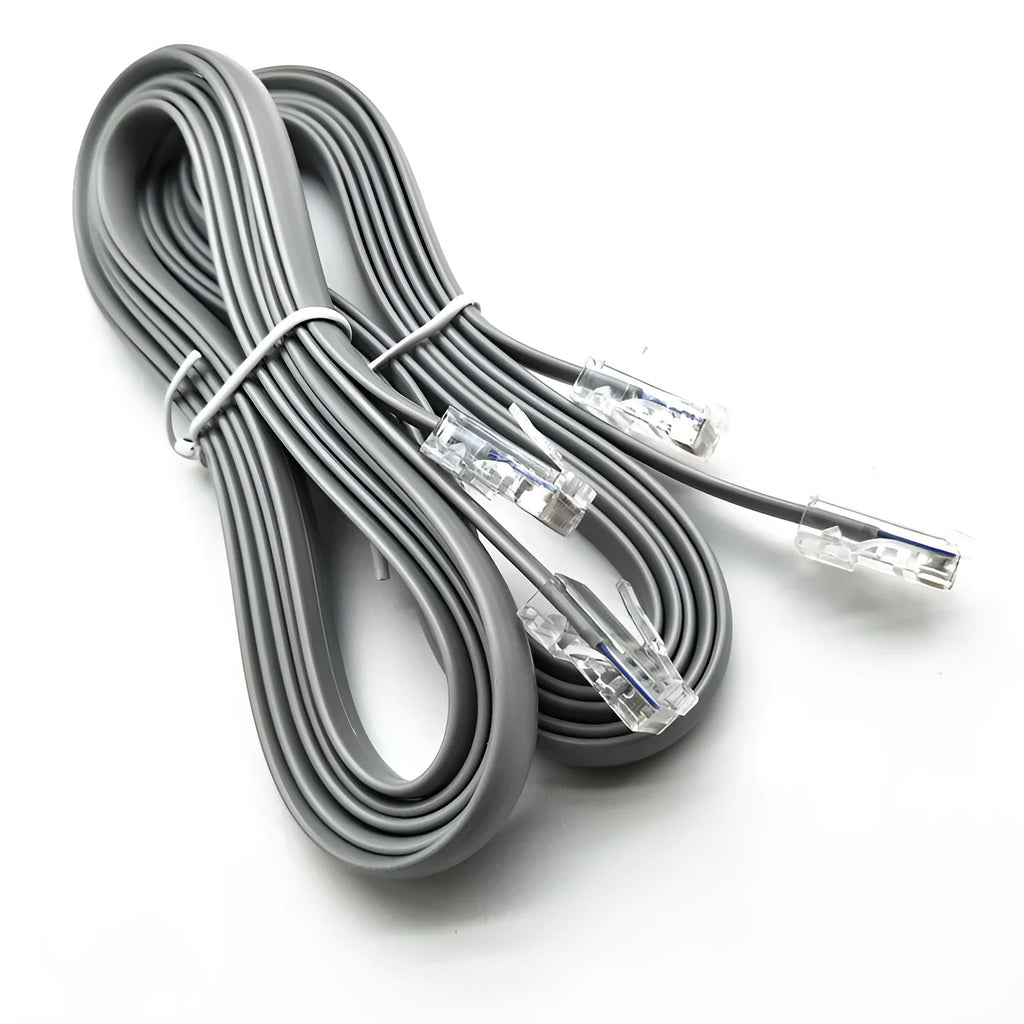 Silver grey CAT6 network cable with RJ-45 connectors, 2 metres long