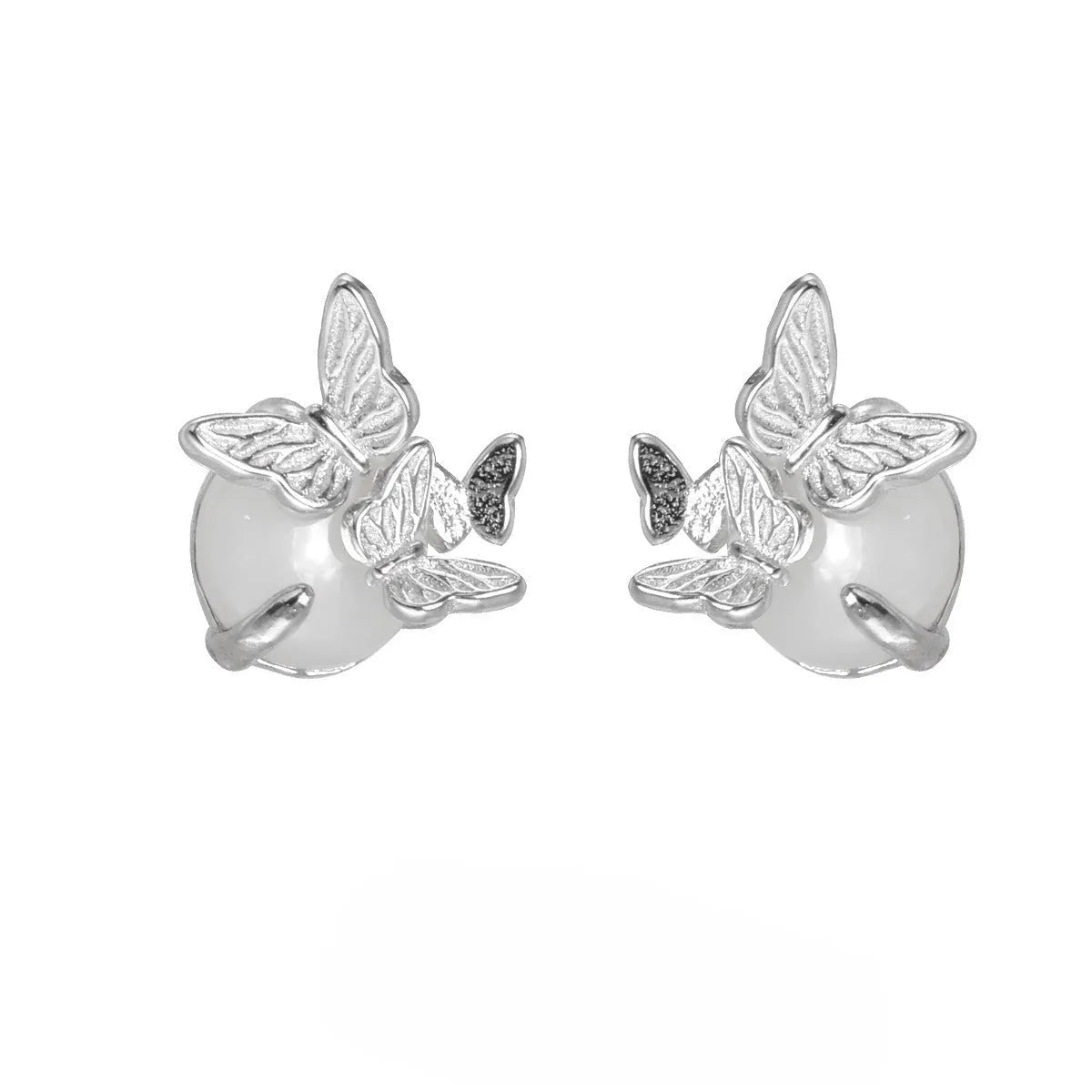 925 silver butterfly ear studs for women in white gold or gold colour finish.