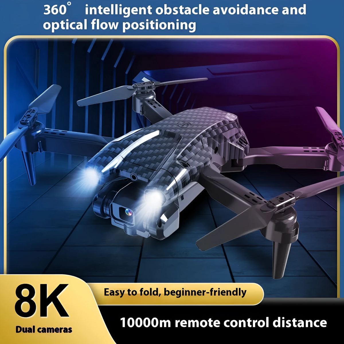 S138 folding drone with obstacle avoidance sensors and dual cameras for aerial photography